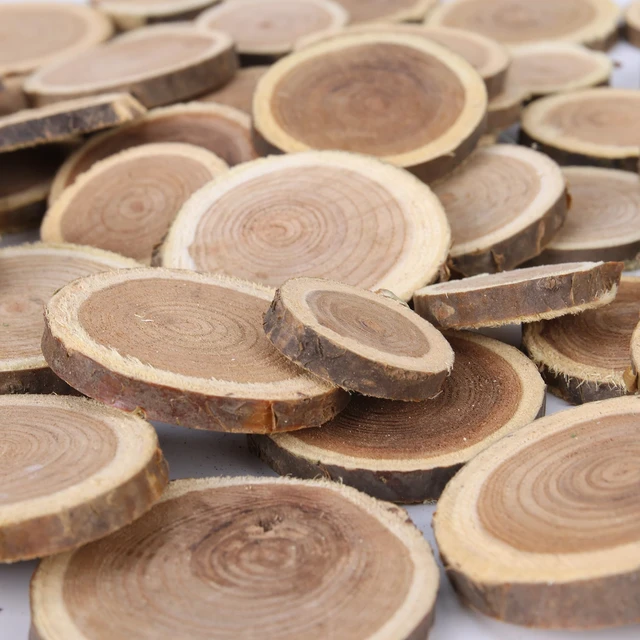 Alt view image 2 of 7 - Natural Wood Slices for Crafts, 1.2"-2.5" Mini Assorted Unfinished Wood Tree Bark Round Log Discs for Arts & Crafts Christmas Ornaments Wedding Centerpieces (Assorted Size - 8OZ)