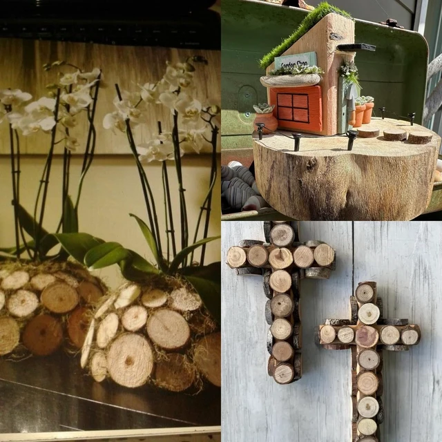 Alt view image 6 of 7 - Natural Wood Slices for Crafts, 1.2"-2.5" Mini Assorted Unfinished Wood Tree Bark Round Log Discs for Arts & Crafts Christmas Ornaments Wedding Centerpieces (Assorted Size - 8OZ)