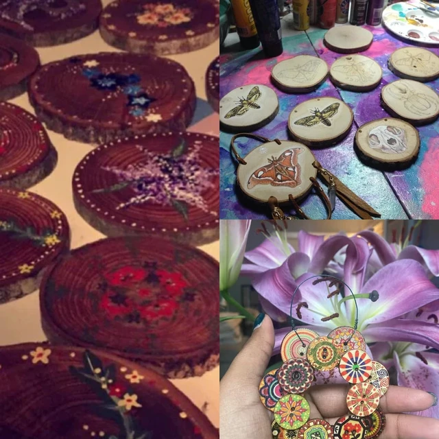 Alt view image 7 of 7 - Natural Wood Slices for Crafts, 1.2"-2.5" Mini Assorted Unfinished Wood Tree Bark Round Log Discs for Arts & Crafts Christmas Ornaments Wedding Centerpieces (Assorted Size - 8OZ)