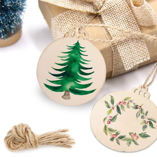 Alt view image 4 of 5 - 30PCS 3" Round Wooden Ornaments for Crafts, Hanging DIY Christmas Ornaments | Predrilled Unfinished Wood Ornaments, Natural Wood Slices, Smooth Finish, Easy to Paint, Holiday Gifts & Craft Activities