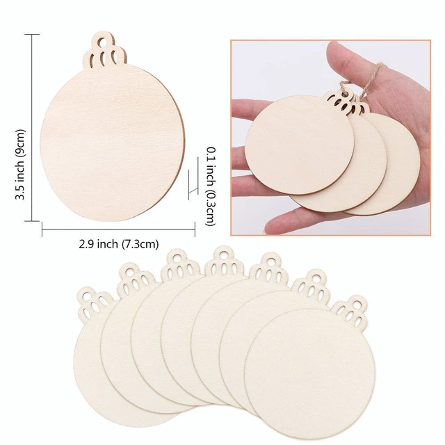 Alt view image 2 of 5 - 30PCS 3" Round Wooden Ornaments for Crafts, Hanging DIY Christmas Ornaments | Predrilled Unfinished Wood Ornaments, Natural Wood Slices, Smooth Finish, Easy to Paint, Holiday Gifts & Craft Activities