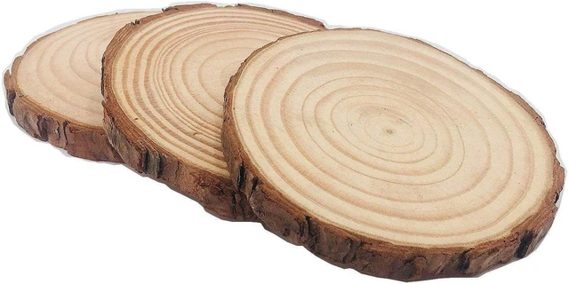 Alt view image 3 of 7 - Natural with Tree Bark Wood Slices 10 Pcs 4.2-4.7 inch Disc Coasters Wood Coaster Pieces Craft Wood kit Circles Crafts Christmas Ornaments DIY Crafts with Bark for Crafts Rustic Wedding