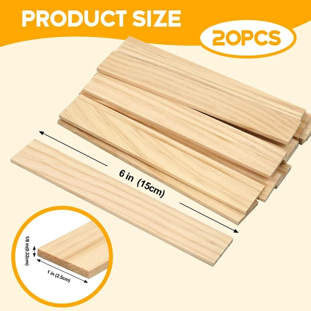 Alt view image 3 of 7 - Wood Strips Slats for Wall, Square Wooden Dowels for Crafts 1/8"x 1" x 6", 20 PCS Wood Trim Planks for Crafting, Unfinished Pine Wooden Sticks Lumber Pieces for Woodworking Models Making Dollhouses