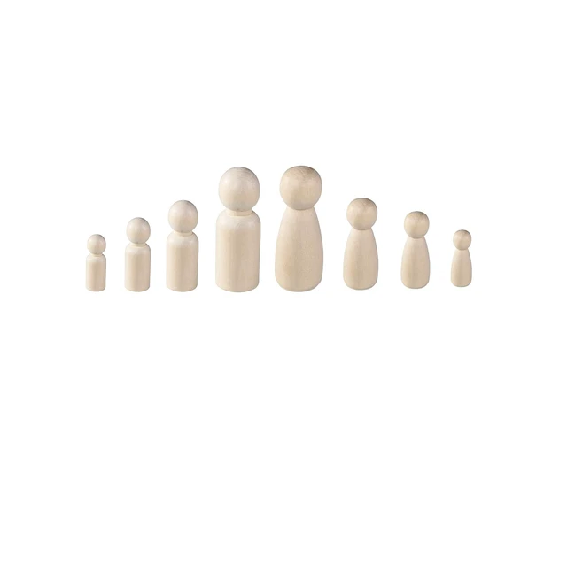 Alt view image 4 of 6 - 56 PCS Unfinished Natural Wooden Peg Dolls | Little Wooden peg People for Painted or Craft