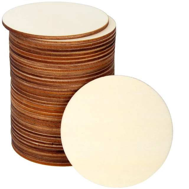 Main image of Blisstime Unfinished Wood Circles for Crafts, Wood Rounds for Crafts, Round Discs for Painting, Writing, DIY Supplies, Engraving and Carving, Home Decorations (3" 36 Pcs)