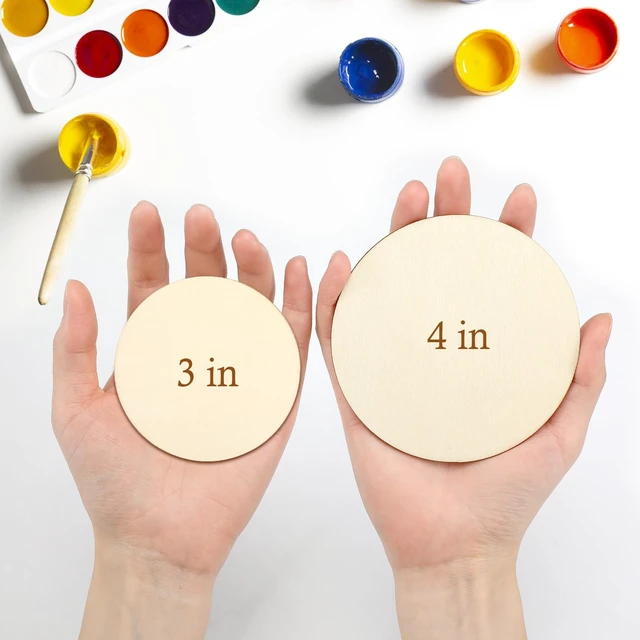 Alt view image 7 of 7 - Blisstime Unfinished Wood Circles for Crafts, Wood Rounds for Crafts, Round Discs for Painting, Writing, DIY Supplies, Engraving and Carving, Home Decorations (3" 36 Pcs)