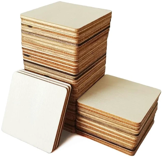 Main image of 50PCS 2x2 Inch Unfinished Wooden Squares, Blank Wood Square Pieces | Natural Wood Squares Cutouts for DIY Crafts, Painting, Writing, Engraving, Decorations