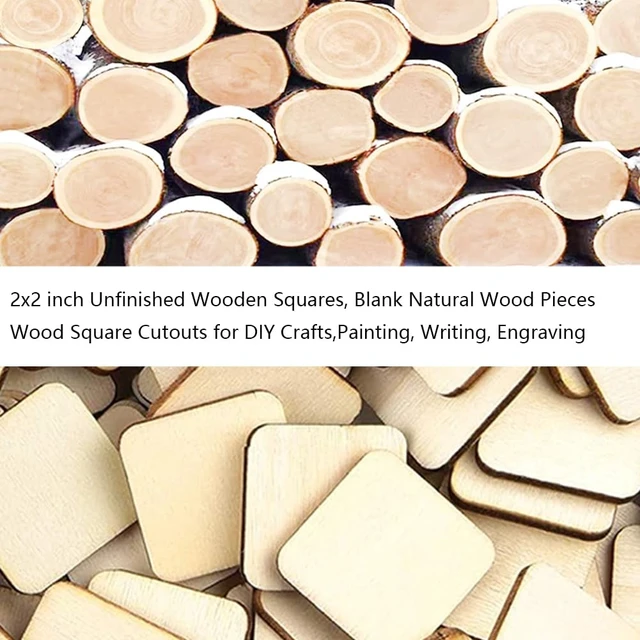 Alt view image 7 of 7 - 50PCS 2x2 Inch Unfinished Wooden Squares, Blank Wood Square Pieces | Natural Wood Squares Cutouts for DIY Crafts, Painting, Writing, Engraving, Decorations
