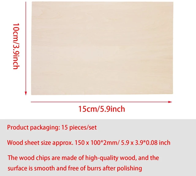 Alt view image 2 of 7 - Unfinished Wood, 15 Pack Basswood Sheets for Crafts, Craft Wood Board for House Aircraft Ship Boat Arts and Crafts, School Projects, Wooden DIY Ornaments(150x100x2mm)