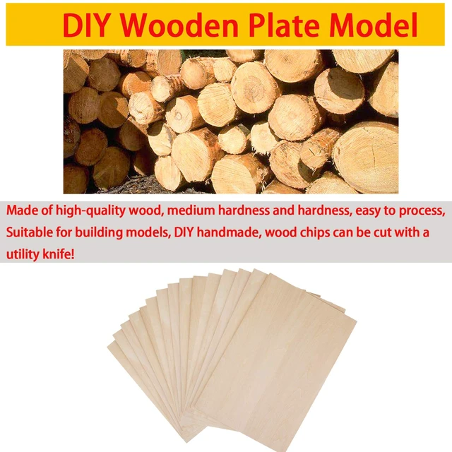 Alt view image 3 of 7 - Unfinished Wood, 15 Pack Basswood Sheets for Crafts, Craft Wood Board for House Aircraft Ship Boat Arts and Crafts, School Projects, Wooden DIY Ornaments(150x100x2mm)