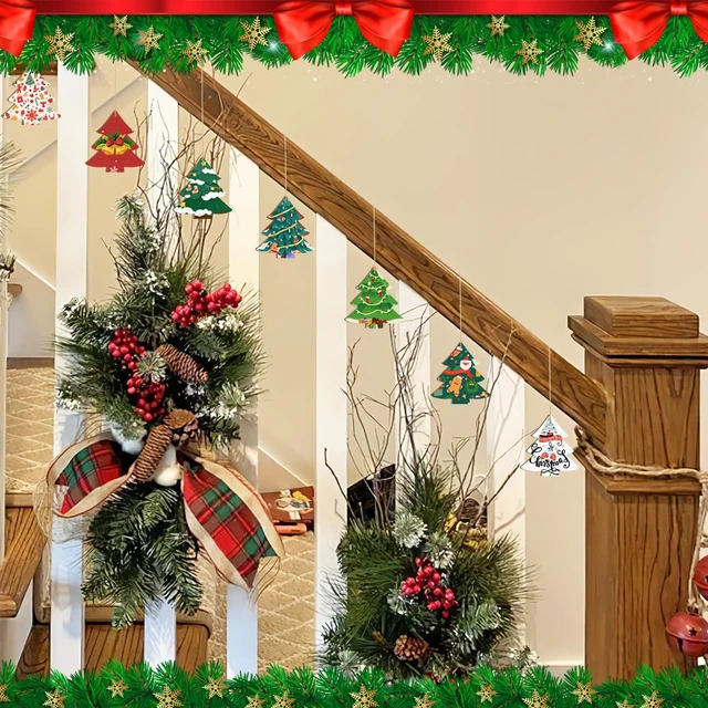 Alt view image 6 of 7 - Paint Christmas Thanksgiving Decoration Cutouts Unfinished 24PCS 3.5 x 3 inches, DIY Blank Unfinished Christmas Tree Wood Discs Ornament for Home Crafts Hanging