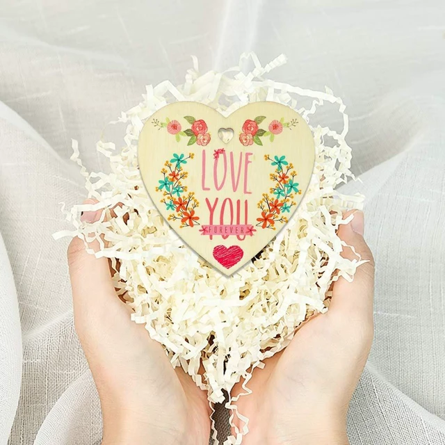 Alt view image 5 of 7 - 50 Pieces 3 Inch Natural Heart Wood Slices, DIY Wooden Ornaments Unfinished Predrilled Heart Embellishments with Twine for Wedding, Thanksgiving, Christmas