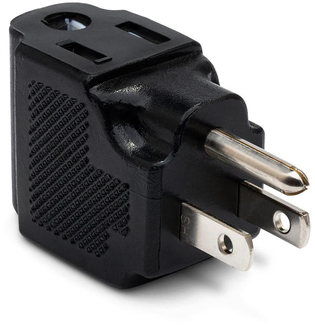 Main image of 486 NEMA 5-15R to NEMA 5-15P Right-Angle Power Adaptor