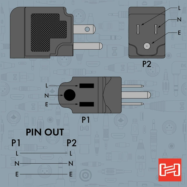 Alt view image 3 of 3 - 486 NEMA 5-15R to NEMA 5-15P Right-Angle Power Adaptor