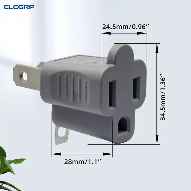 Alt view image 6 of 6 - 2 to 3 Prong Outlet Adapter, 3 to 2 Prong Converter - Polarized Grounding Plug Adapter, ETL Listed, 5 Pack, Gray