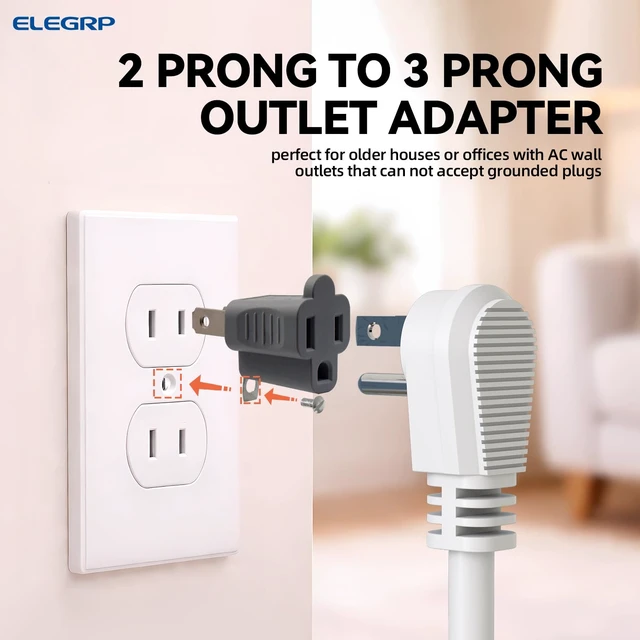 Alt view image 5 of 6 - 2 to 3 Prong Outlet Adapter, 3 to 2 Prong Converter - Polarized Grounding Plug Adapter, ETL Listed, 5 Pack, Gray