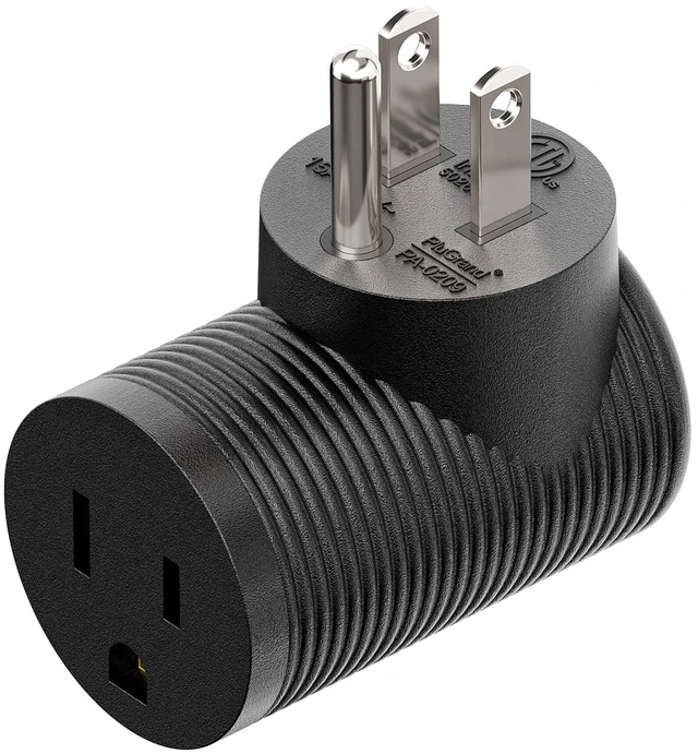 Main image of 5-15R to 5-15P Right Angle Power Adaptor, Right Angled USA 3-Prong Male-Female Adapter,90 Degree Angled USA Male Female Power Adapter PA-0209