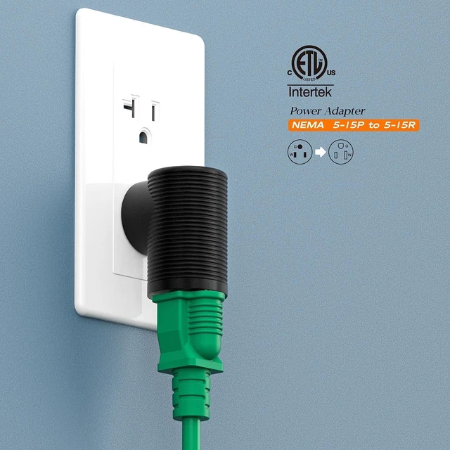 Alt view image 5 of 7 - 5-15R to 5-15P Right Angle Power Adaptor, Right Angled USA 3-Prong Male-Female Adapter,90 Degree Angled USA Male Female Power Adapter PA-0209