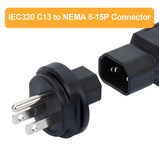 Alt view image 3 of 6 - 2 Pack NEMA 5-15P to C13 Plug, WINXUS NEMA 5-15P Male to C13 AC Power Adapter, 3 Prong to IEC 320 C13 Adapter Plug, Rated Current 10A, Rated Voltage 125V