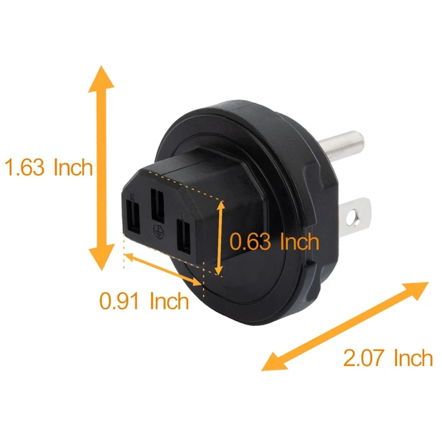 Alt view image 4 of 6 - 2 Pack NEMA 5-15P to C13 Plug, WINXUS NEMA 5-15P Male to C13 AC Power Adapter, 3 Prong to IEC 320 C13 Adapter Plug, Rated Current 10A, Rated Voltage 125V