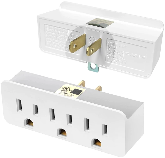 Main image of Grounded Adapter 3-Prong to 2-Prong Triple Outlet Converter - UL Listed 3 Pin to 2 Pin Polarized Plug Extender Power Strip, Wall Plug Splitter with 3 AC Outlets for Household Appliances (1)