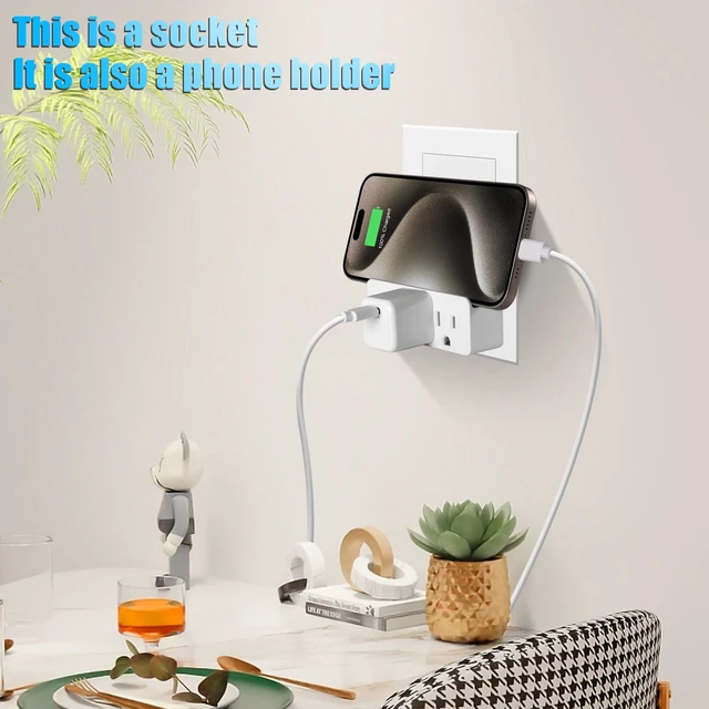 Alt view image 2 of 7 - Grounded Adapter 3-Prong to 2-Prong Triple Outlet Converter - UL Listed 3 Pin to 2 Pin Polarized Plug Extender Power Strip, Wall Plug Splitter with 3 AC Outlets for Household Appliances (2)