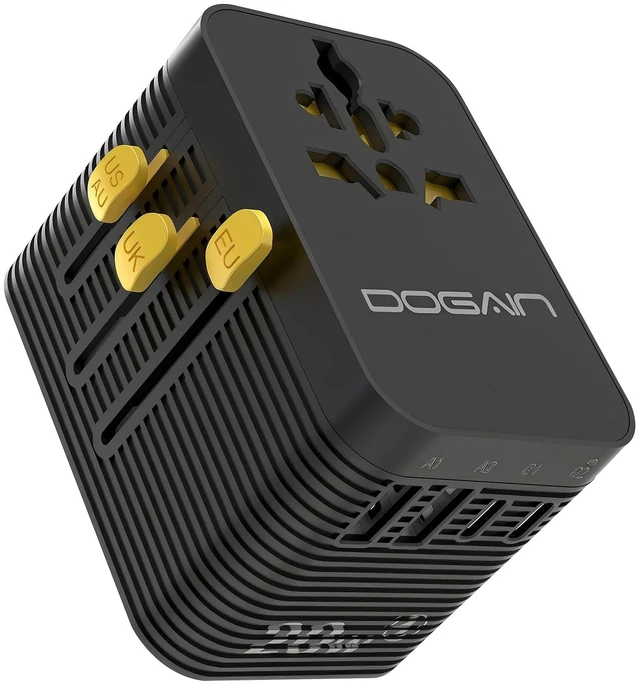 Main image of Travel Adapter, PD 20W MAX International Power Adapter with 2 USB-C & 2 USB-A Ports, All-in-One Portable Travel Adapter, Worldwide Wall Charger for USA, UK, EU, AU, Travel Essentials (Black)