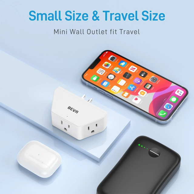 Alt view image 4 of 7 - 2 Pack 3 Prong Multi Plug Wall Outlet Extender, 3 AC Outlet Adapter | Small Portable Outlet Splitter for Cruise, Travel, Dorm Room, Lightweight Wall Plug Extender for Hotel and Household Use