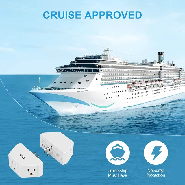 Alt view image 5 of 7 - 2 Pack 3 Prong Multi Plug Wall Outlet Extender, 3 AC Outlet Adapter | Small Portable Outlet Splitter for Cruise, Travel, Dorm Room, Lightweight Wall Plug Extender for Hotel and Household Use