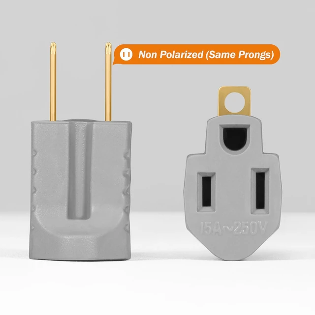 Alt view image 2 of 6 - 3 Prong to 2 Prong Adapter, Non Polarized Grounding Converter Adapter 3Pack | 3 prong adapter, 3 Pin to 2 Pin Power for Wall Outlets Plugs, 2 prong to 3 prong outlet adapter, Same Prongs