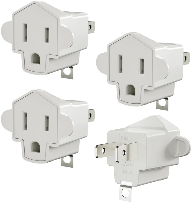 Main image of 4 Pack ETL Listed 3 Prong to 2 Prong Outlet Adapter, White | 2 Prong to 3 Prong Wall Outlet Plug, Polarized Grounded Outlet Converter, Power Adapter for Old Homes, Workshops