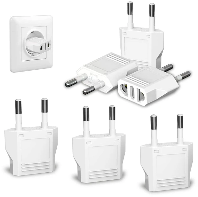 Main image of 6 Pack European Travel Plug Adapter, US to Europe Plug Adapter, Type C Wall Outlet Converter for Europe, White