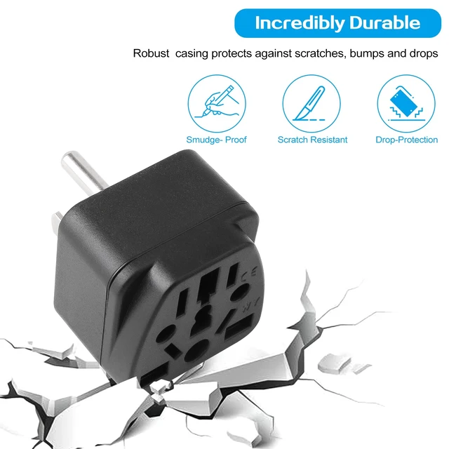 Alt view image 3 of 6 - 2 Pack US Travel Plug Adapter, EU,UK,AU,in,CN,JP,Asia,Italy,Brazil to USA (Type B), 3 Prong Grounded USA Wall Plug Wall Outlet Power Charger Converter (Black)