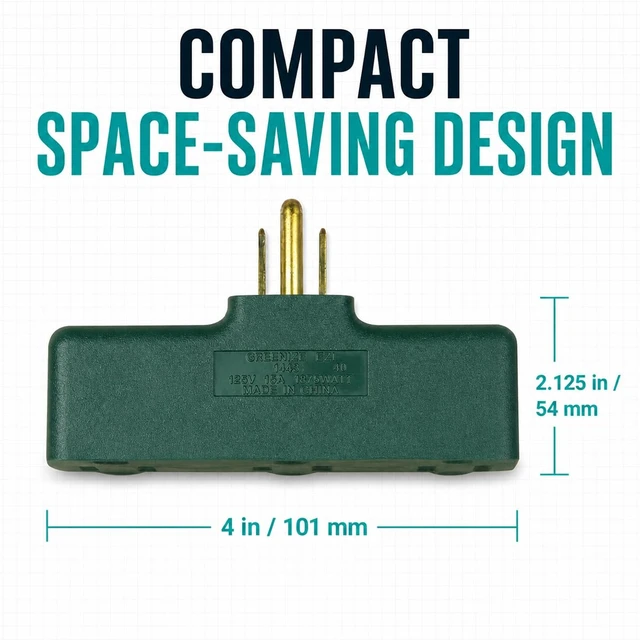 Alt view image 4 of 7 - 3-Prong 3-Outlet Extender Adapter, Heavy Duty Triple Grounding Outlet. 5 Pack