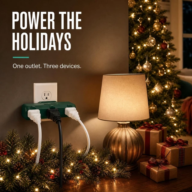 Alt view image 7 of 7 - 3-Prong 3-Outlet Extender Adapter, Heavy Duty Triple Grounding Outlet. 5 Pack