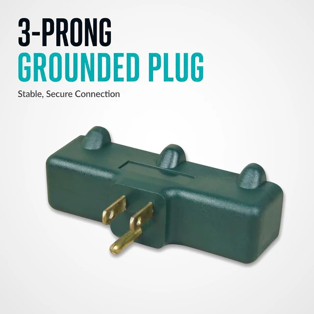 Alt view image 3 of 7 - 3-Prong 3-Outlet Extender Adapter, Heavy Duty Triple Grounding Outlet. 5 Pack