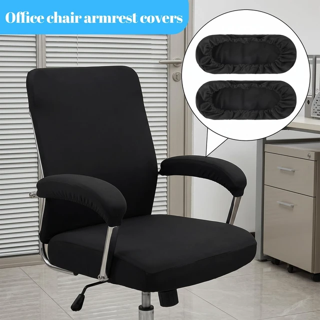 Alt view image 3 of 7 - Chair Armrest Covers Stretchable Office Chair Arm Covers Elastic Polyester Spandex Slipcover for Office Desk Gaming Chairs(Black)