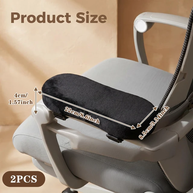 Alt view image 3 of 7 - 2 Pack Non-Slip Armrest Pads Ergonomic Thick Memory Foam Arm Pads for Office, Gaming Chairs (Black)
