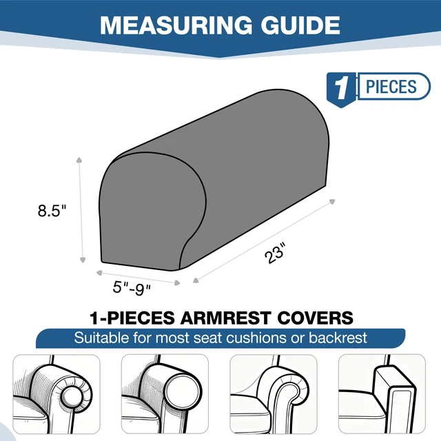 Alt view image 2 of 7 - Stretch Sofa Arm Covers 2 Pieces Polyester Couch Armrest Cover for Sofa Sectional Couch L Shape, Arms Covers Set of 2, Soft Washable Furniture Protector, Dark Grey