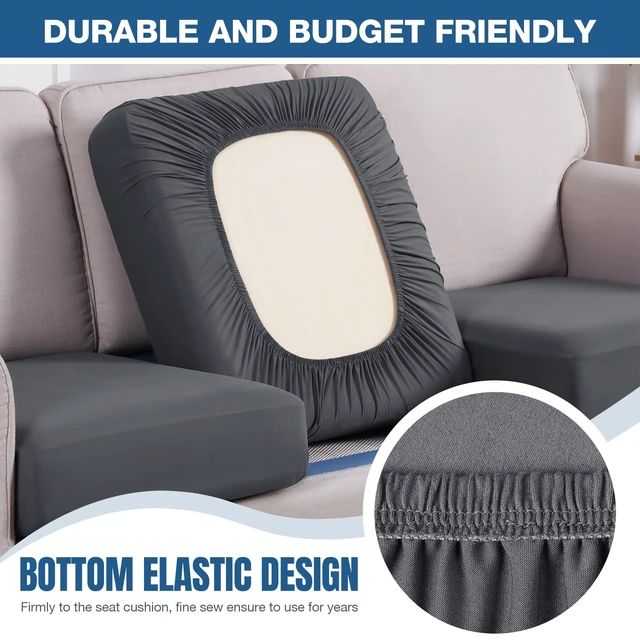 Alt view image 6 of 7 - Stretch Sofa Arm Covers 2 Pieces Polyester Couch Armrest Cover for Sofa Sectional Couch L Shape, Arms Covers Set of 2, Soft Washable Furniture Protector, Dark Grey