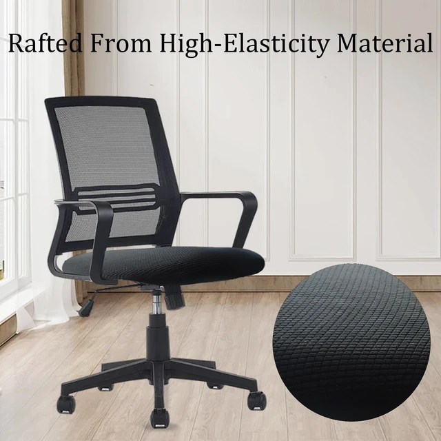 Alt view image 3 of 7 - One Stretch Office Chair Cover, Universal Elastic Computer Desk Seat Slipcover, Washable Removable Protective Cover for Rotating Swivel Chair, Anti-Dust(Black)