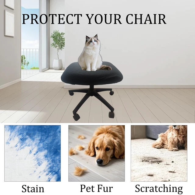 Alt view image 4 of 7 - One Stretch Office Chair Cover, Universal Elastic Computer Desk Seat Slipcover, Washable Removable Protective Cover for Rotating Swivel Chair, Anti-Dust(Black)