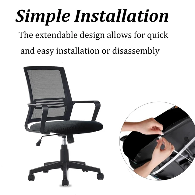 Alt view image 6 of 7 - One Stretch Office Chair Cover, Universal Elastic Computer Desk Seat Slipcover, Washable Removable Protective Cover for Rotating Swivel Chair, Anti-Dust(Black)