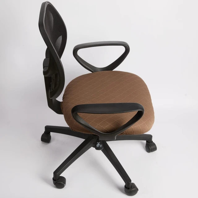 Alt view image 5 of 7 - Stretch Jacquard Office Chair Cover, Removable Washable Desk Chair Cover Rotating Chair Seat Slipcover, Brown
