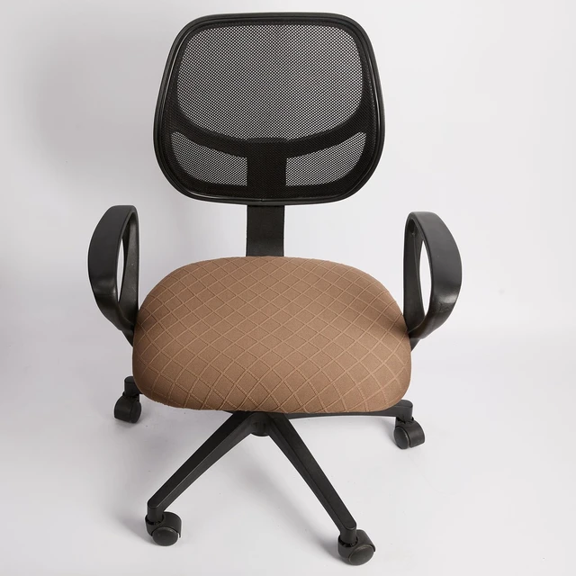 Alt view image 3 of 7 - Stretch Jacquard Office Chair Cover, Removable Washable Desk Chair Cover Rotating Chair Seat Slipcover, Brown