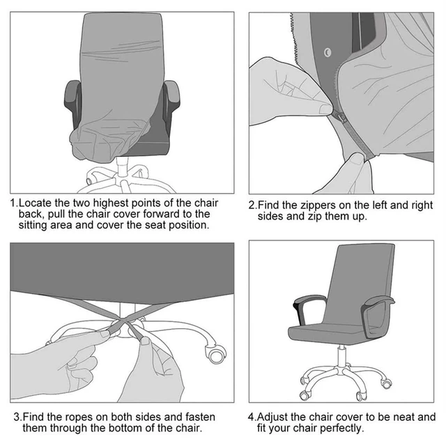 Alt view image 6 of 7 - Computer Office Chair Covers for Stretch Universal Rotating Chair Desk Chairs ONLY Chair Covers (F, Medium)