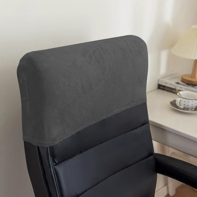 Main image of Velvet Office Chair Headrest Cover for Computer Desk Chair Headrest Slipcover Headrest Protector Dust Headrest Slipcover (Dark Gray,1 Pack)
