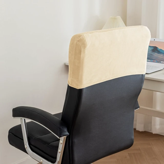 Alt view image 5 of 7 - Velvet Office Chair Headrest Cover for Computer Desk Chair Headrest Slipcover Headrest Protector Dust Headrest Slipcover (Dark Gray,1 Pack)