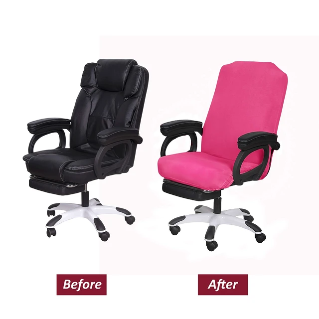Alt view image 6 of 7 - Office Chair Cover- Large, Dark Pink- Removable Computer Chair Cover for Office Chair with Zipper for Universal Rotating Chair Desk Chair Cover Chair Seat Washable Protector for Pets
