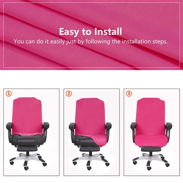 Alt view image 5 of 7 - Office Chair Cover- Large, Dark Pink- Removable Computer Chair Cover for Office Chair with Zipper for Universal Rotating Chair Desk Chair Cover Chair Seat Washable Protector for Pets